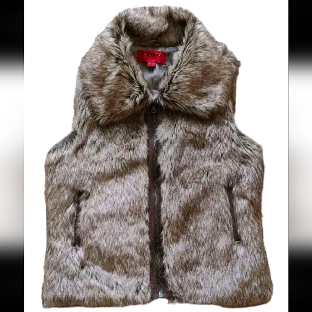 LAST CALL!! CoffeeShop Women Brown Plush Faux Fur Vest